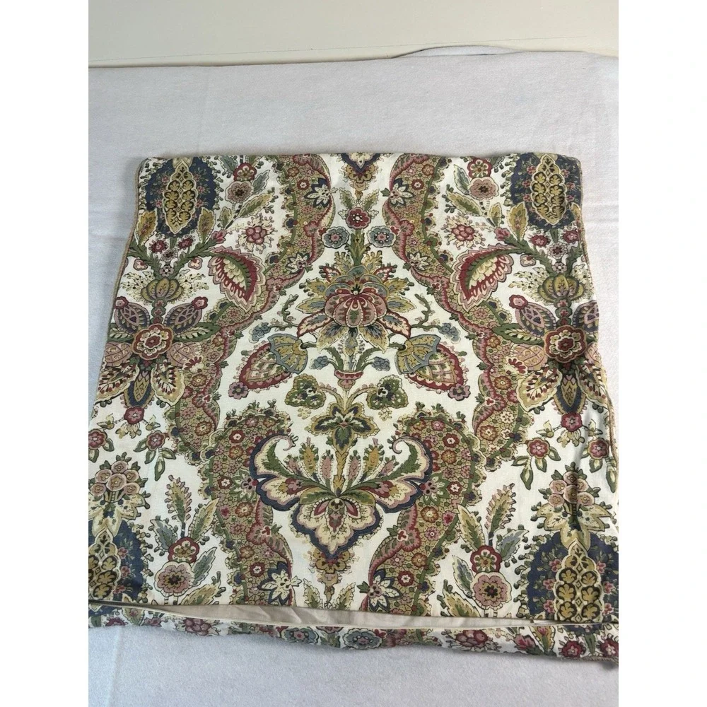 Pottery Barn Pillow‎ Shams 22x22 Pair Multicolor Cotton Floral W/ Jute Piping